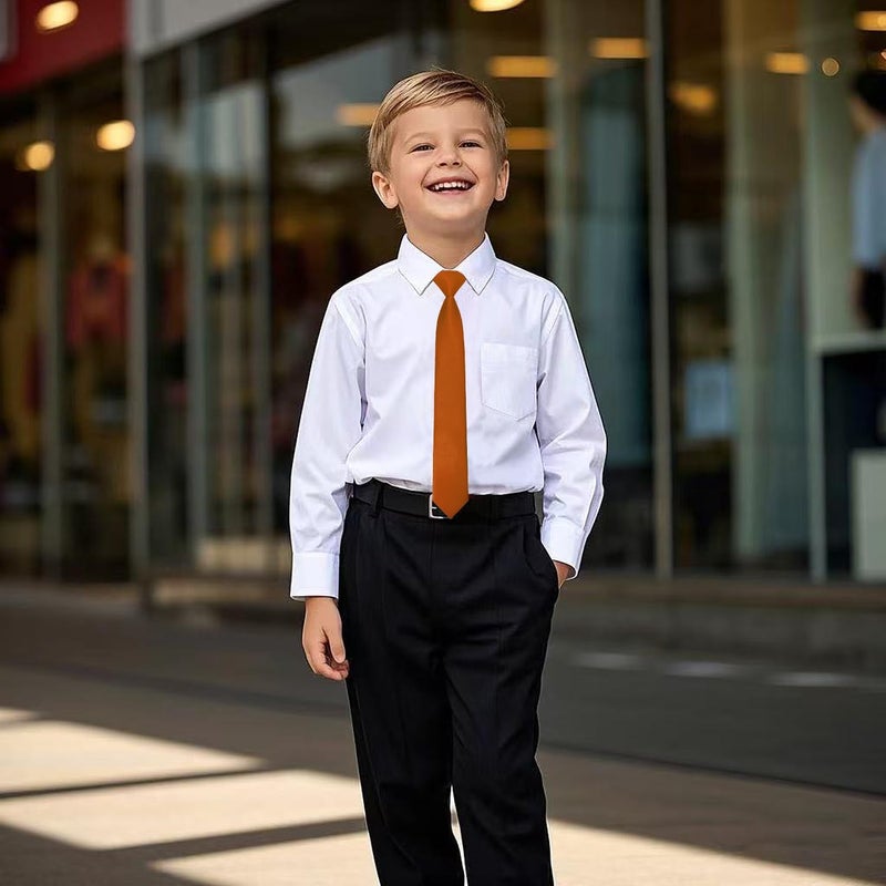 RBOCOTT Solid Color Satin Ties for Boys and Kids Pre-tied Adjustable Necktie for Age 8-12 Wedding and School Graduation - Image 3